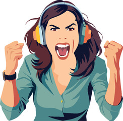 Angry and determined female businesswoman shouting and expressing frustration in the office -