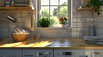 Sleek Modern Kitchen Interior, Elegant Design with Window View, Luxurious Home Comfort