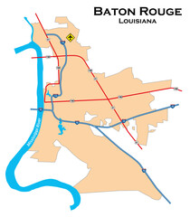Simple city map of Baton Rouge, Louisiana, United States - 754797059