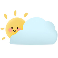 cartoon sun and cloud on transparent background