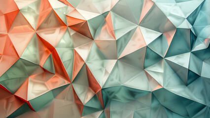 Metallic polygon background in shade of peach and silver