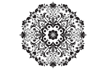 Linear Flower Mandala Outline Black Decorative Round Ornaments Vector On White Background