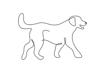  Dog in one continuous line drawing vector illustration. premium vector