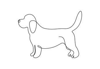  Dog in one continuous line drawing vector illustration. premium vector