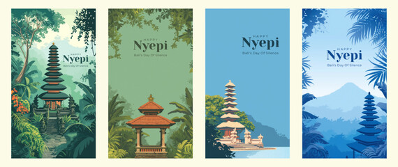 Happy Nyepi Day social media stories bundle template