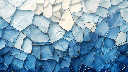 Polygonal abstract in shade of cobalt blue and cream - obrazy, fototapety, plakaty