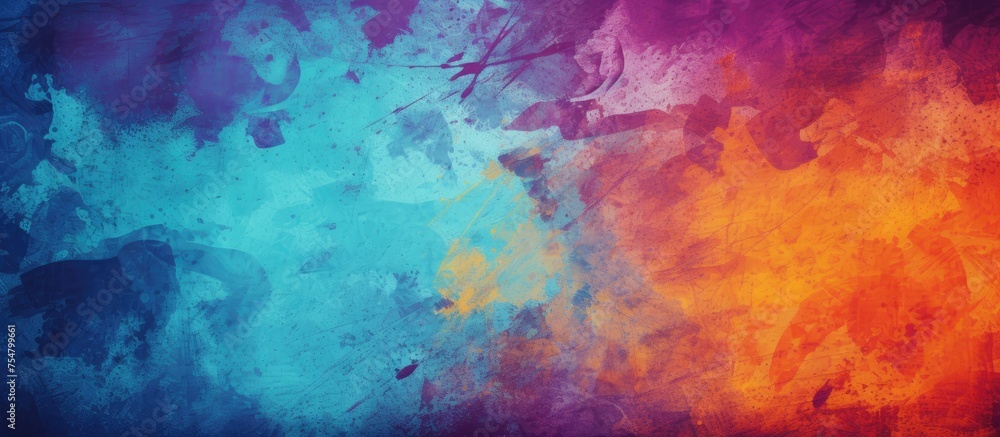 Aufkleber this image showcases a multicolored grunge texture spread across a black background. the colors blen