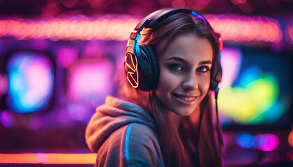 Portrait of the Beautiful Young Pro Gamer Girl
