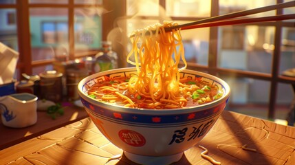 Illustration delicious instant noodles