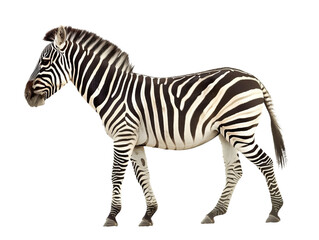 Obraz premium zebra side view, cutout isolated on transparent png background