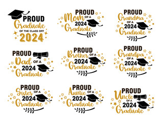 Graduation congratulations at school, university or college . Trendy calligraphy golden glitter inscription - 754801448