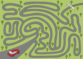 Race maze graphic color sketch illustration vector
