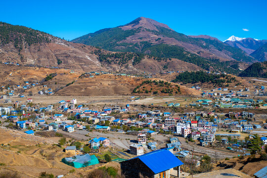 Panoramic View of Jumla Valley with Mount Kanjirowa in the Background, Nepal