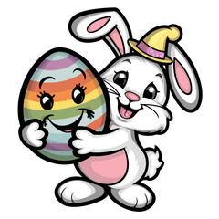 Spring-Themed Bunny and Basket Artwork