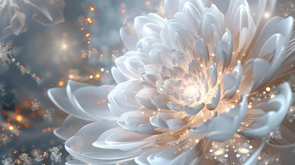 Gordijnen Macro closeup of fractal flower, digital artwork for creative graphic design © Anastasiia