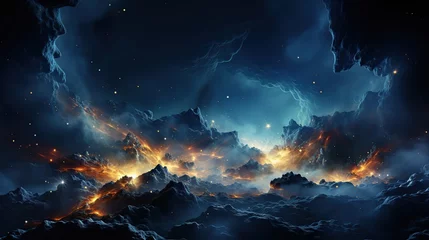 Tafelkleed Fantasy space background with stars and nebula. © nahij