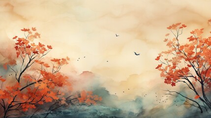 Obraz na płótnie Canvas Autumn landscape with trees and lake