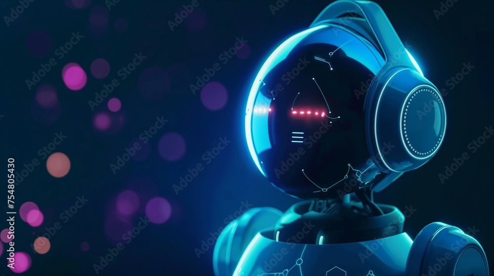 Poster ai robot with a virtual digital technology concept.