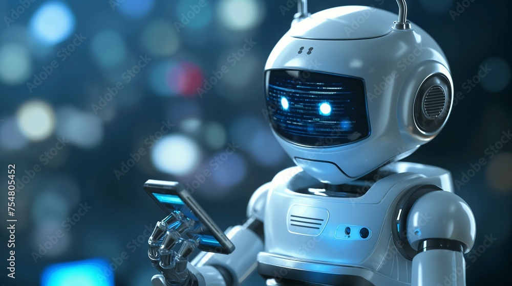 Poster ai robot with a virtual digital technology concept.