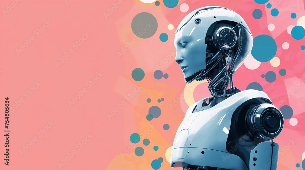 Poster ai robot with a virtual digital technology concept.