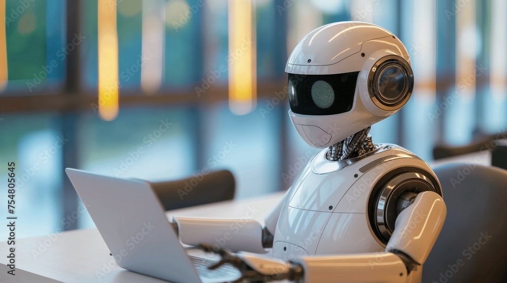 Poster ai robot with a virtual digital technology concept.