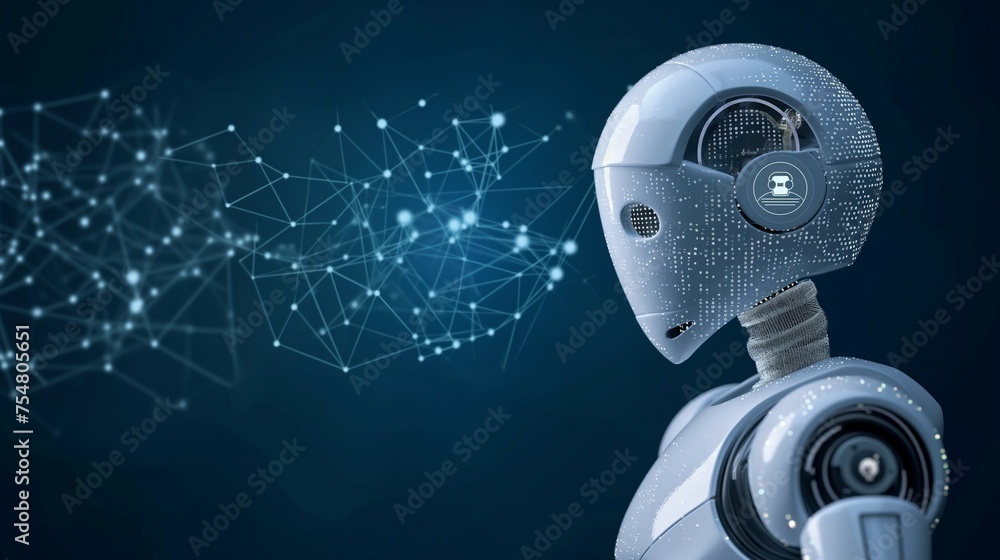 Poster ai robot with a virtual digital technology concept.