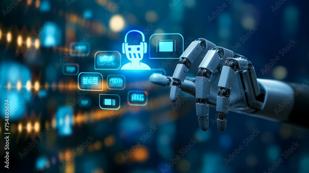 Poster ai robot with a virtual digital technology concept.