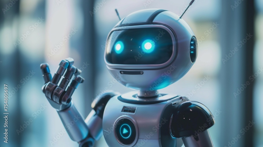 Poster ai robot with a virtual digital technology concept.