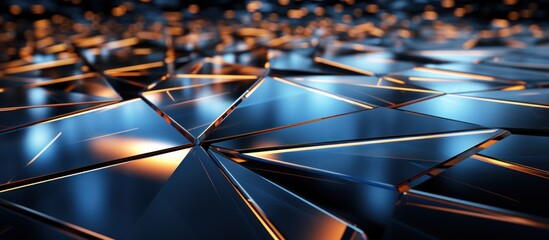 chaotic structure. Futuristic background with glowing polygonal shape. - obrazy, fototapety, plakaty