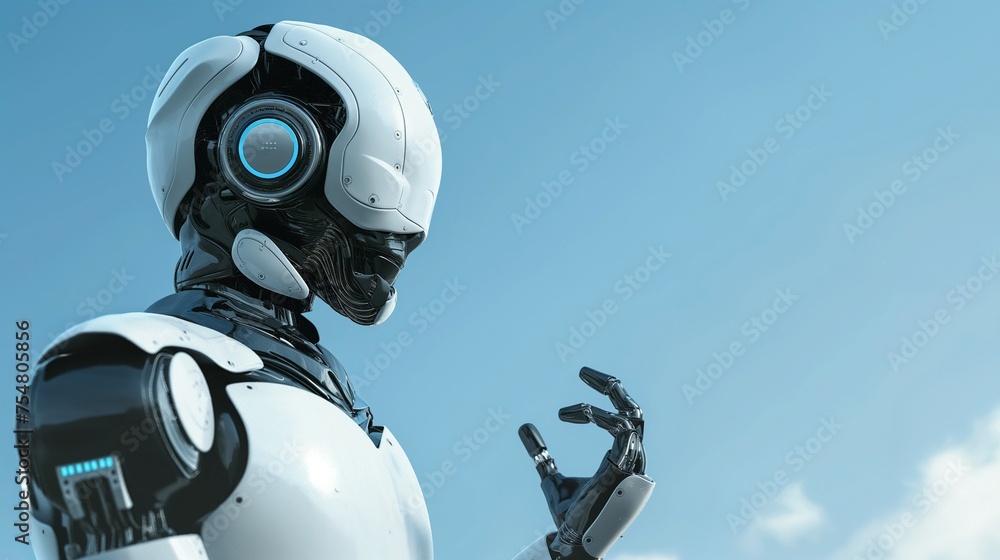 Poster ai robot with a virtual digital technology concept.