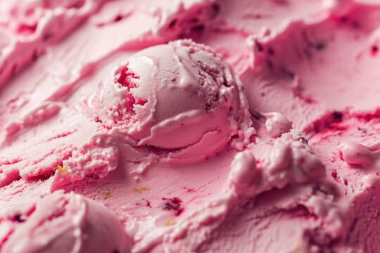 Pink Raspberry Delight: Top View of Creamy Ice Cream Surface in Pastel Pink