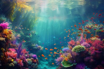 Obraz na płótnie Canvas Underwater Paradise: A Vibrant Coral Reef Oasis