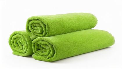 green towels isolated on white background, cut out