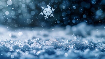 Snowflakes and stars on a winter snow covered