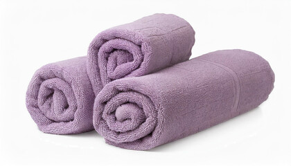 purple towels isolated on white background, cut out