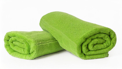 green towels isolated on white background, cut out
