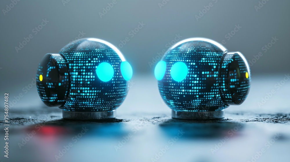 Poster two robots facing each other.
