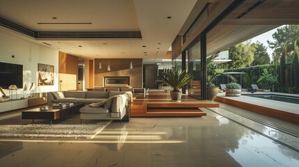 Fototapeta na wymiar A living room with modern furnishing aesthetic.