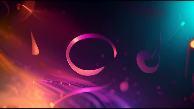 Colorful Musical Notes Abstract Background with Copyspace.