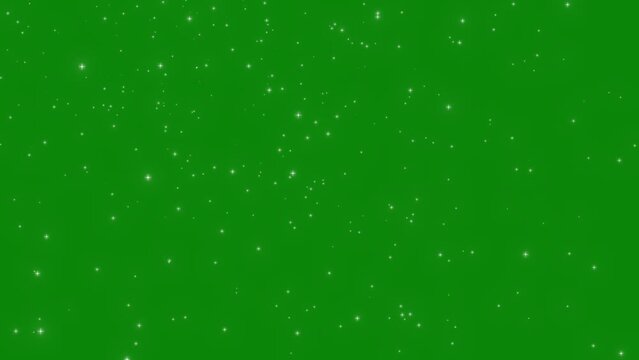 Camera Flying Through White Glowing  Stars On Green Screen Background, Twinkle Stars Blinking And Moving On Green Screen Background In Outer Space , Glowing Shorting Stars Or Twinkle Stars Are Moving