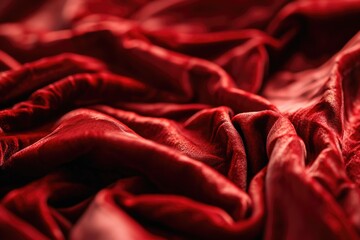Red Velvet Elegance: Close-Up Fashion Design with Abstract Textured Background - obrazy, fototapety, plakaty