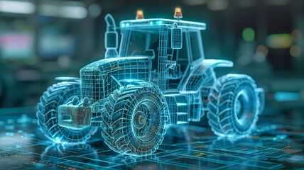Fototapeta premium A hologram of a contemporary farm truck
