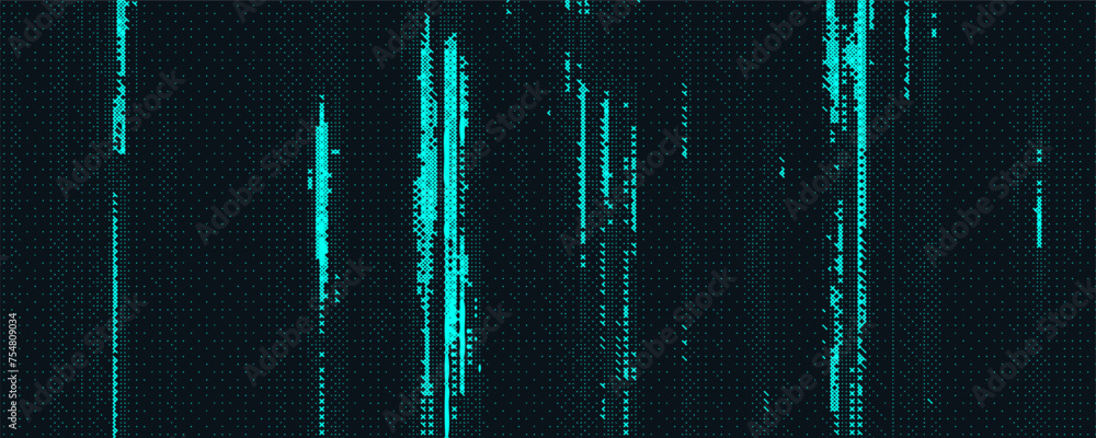 Poster glitch bitmap background. abstract pixel noise effect. halftone grunge texture. vector illustration.