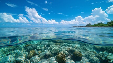 Fototapeta na wymiar Pristine Coral Reef Under Clear Water