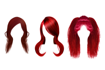 Collection of Women's trendy hairstyles isolated on transparent background. Hairstyle concept