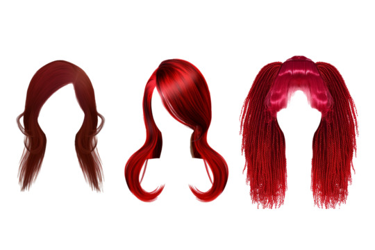 Collection of Women's trendy hairstyles isolated on transparent background. Hairstyle concept