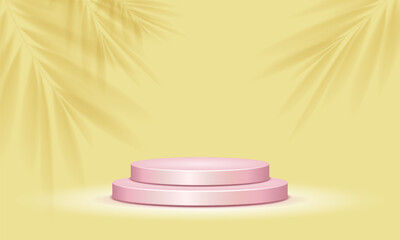 Round podium. Empty pedestal for award ceremony or presentation products. Vector illustration.