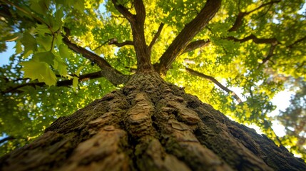 Fototapeta premium The big tree with green leaves, green nature concept.