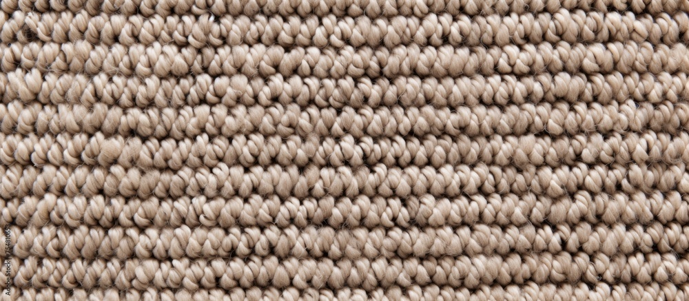 Poster detailed close-up view of a monochrome beige carpet with a tight weave texture. the light color back