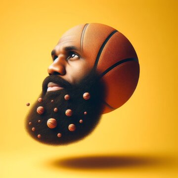 A basketball like LeBron on a yellow surface.